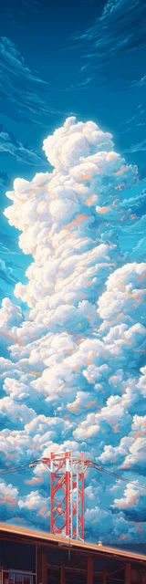 Free printable abstract cloud art bookmark featuring a tower with abstract clouds on top